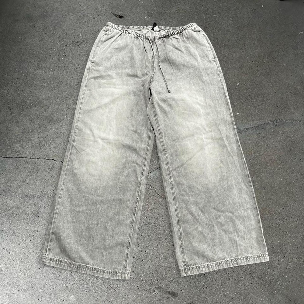 Women's H&M grey baggy wide leg skater raver pants Size M